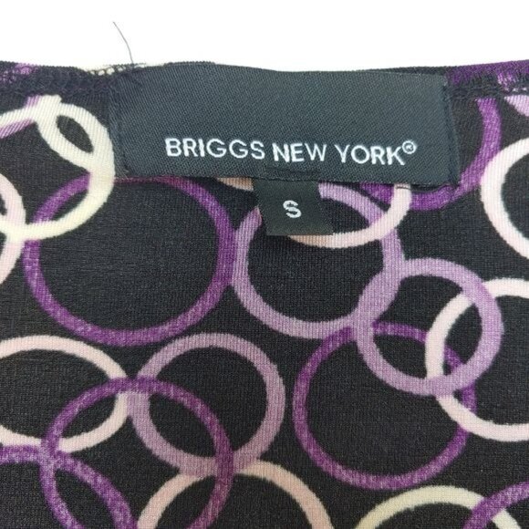 Briggs New York women's long-sleeve top circles black purple Small - Picture 4 of 6